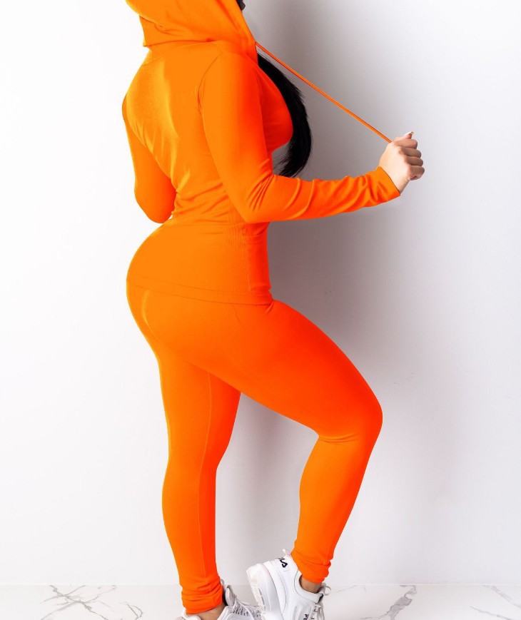 Spring 2022 New African jacket and trousers ladies leisure trade European and American sexy leisure pure color hooded two-piece set      Unit weight 0.45kg  Commodity attribute  Origin of guangzhou  T