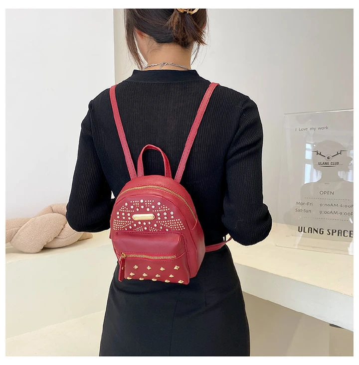 2022 cross-border wholesale backpack fashion explosive female rivets backpack female small mini backpack Africa new      Cross-border package weight 0.21kg  Unit weight 0.21kg  Commodity attribute  Ca