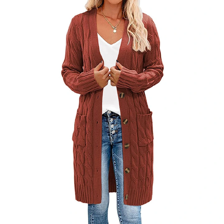 Spot Europe and the United States hit the foreign trade knitwear autumn winter 2022 long twist sweater women Amazon new button open coat      The unit weight is 0.7kg  Commodity attribute  Fabric name