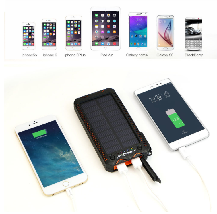 20000mAh Solar Power Bank External Battery Solar Powerbank Charger with Electric Cigarette Lighter