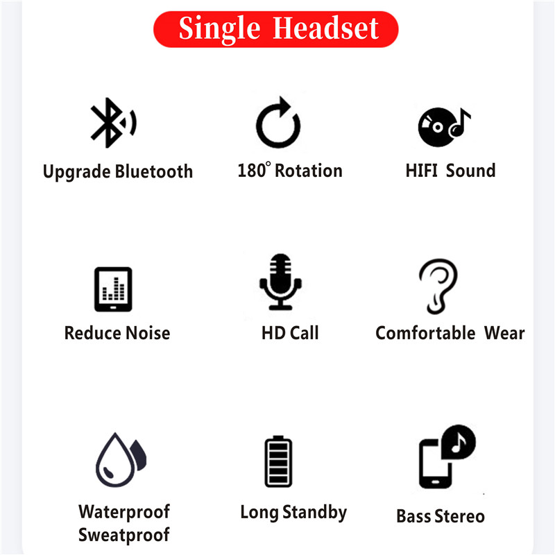 Lenovo HX106 Bluetooth 5.0 Earphone HD Call Wireless IPX5 Waterproof Headset Mic For Driving Meeting Noise Reduction HIFI Stereo