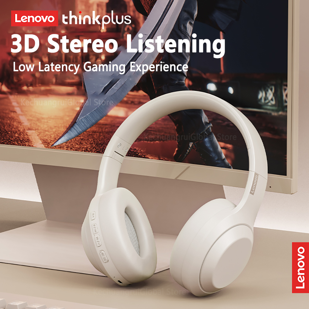 Lenovo Original Thinkplus TH10 Stereo wireless Headphones Bluetooth Earphones Hifi Bass Music Headset with Mic Sports Earbuds