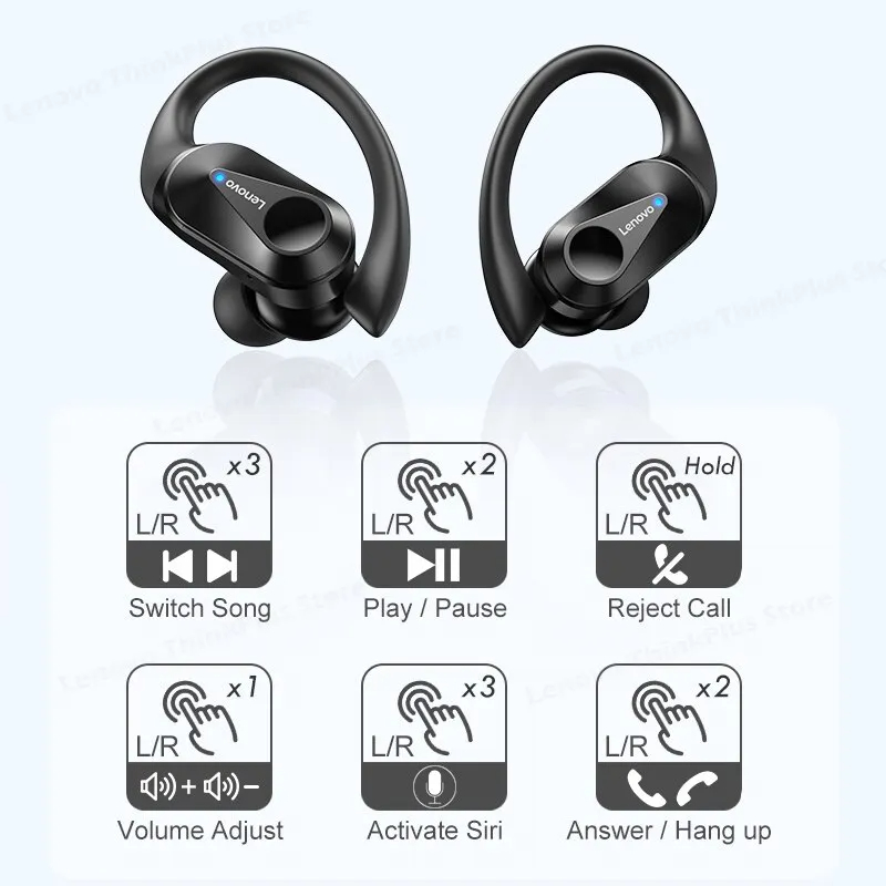 Lenovo LP75 TWS Sports Earphones Bluetooth 5.3 Wireless Headphones Waterproof HiFi Stereo Noise Reduction Earbuds with Mics