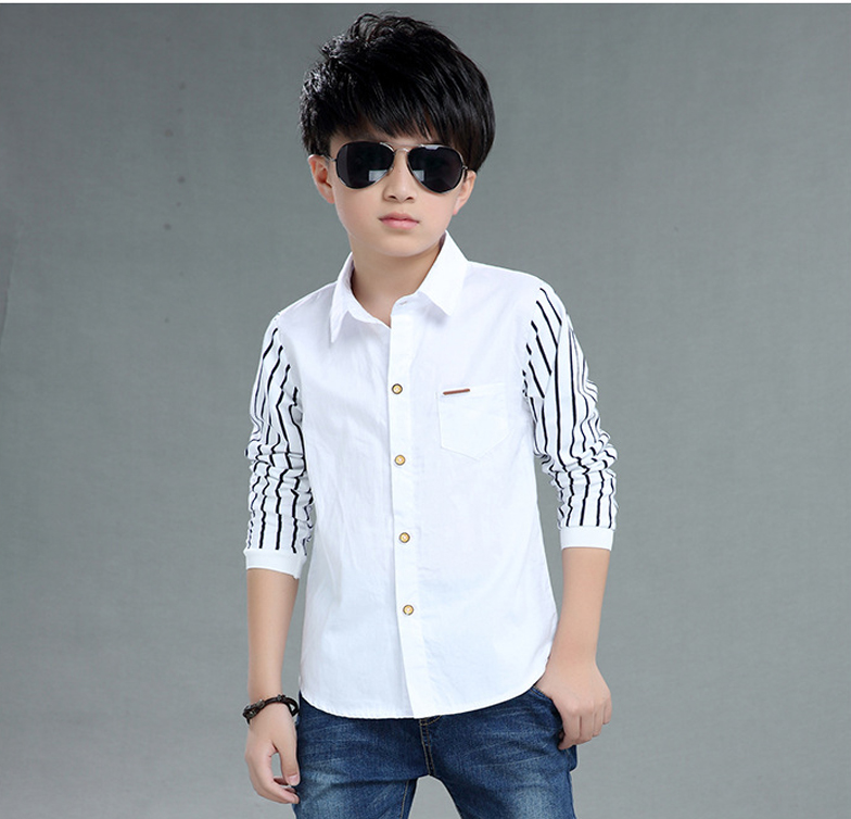 Midodo 1 Pcs Shirts For Boys Cotton Casual Children Clothes Long Sleeve Teenage School Uniform Shirt