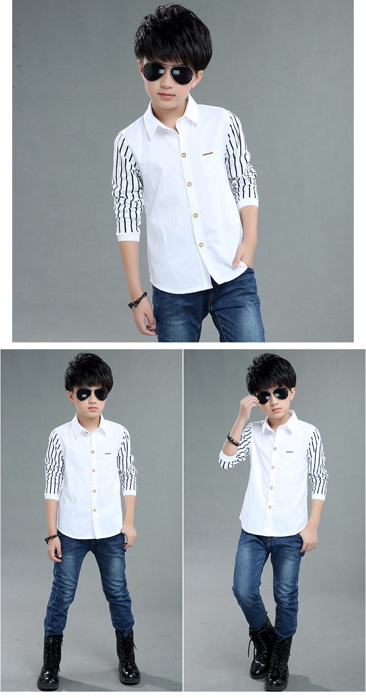 Midodo 1 Pcs Shirts For Boys Cotton Casual Children Clothes Long Sleeve Teenage School Uniform Shirt