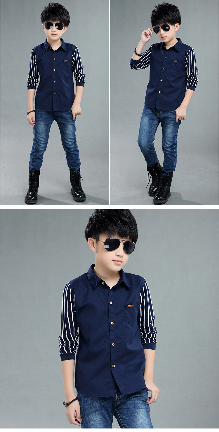 Midodo 1 Pcs Shirts For Boys Cotton Casual Children Clothes Long Sleeve Teenage School Uniform Shirt