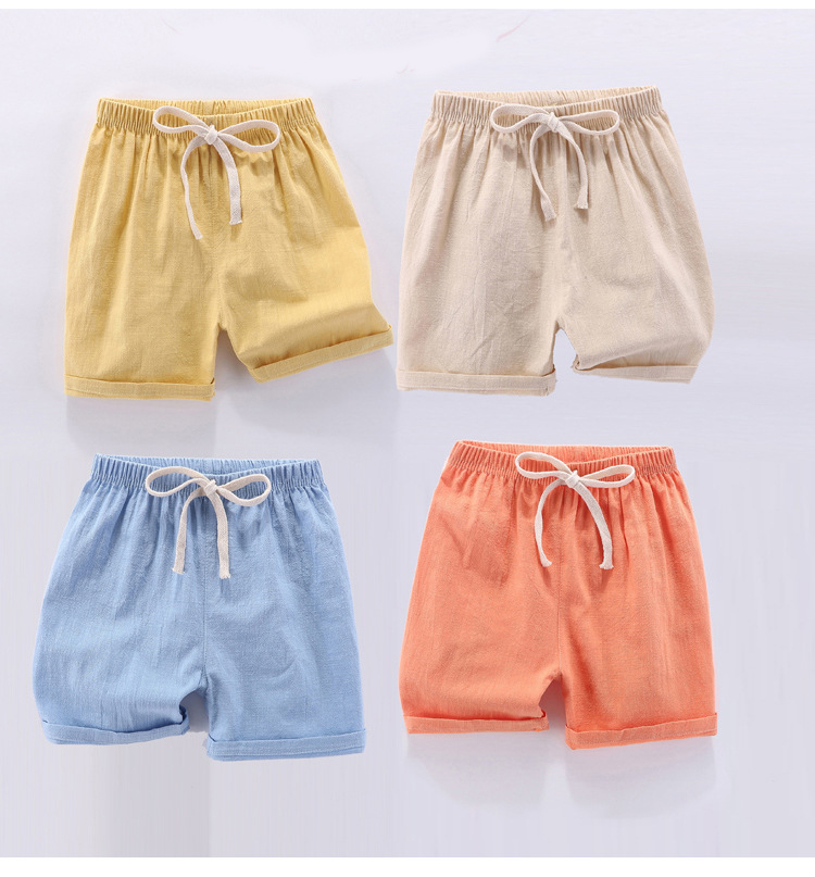 Kids Cotton Linen Shorts For Boys Children Clothing Baby Casual Pants Sportswear 2-9 Yrs