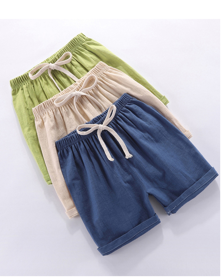 Kids Cotton Linen Shorts For Boys Children Clothing Baby Casual Pants Sportswear 2-9 Yrs