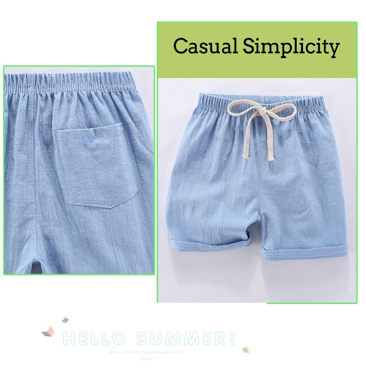 Kids Cotton Linen Shorts For Boys Children Clothing Baby Casual Pants Sportswear 2-9 Yrs