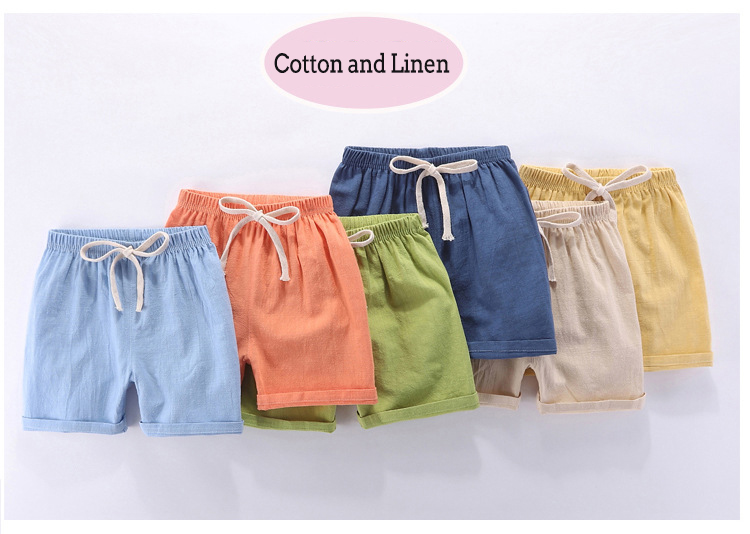 Kids Cotton Linen Shorts For Boys Children Clothing Baby Casual Pants Sportswear 2-9 Yrs