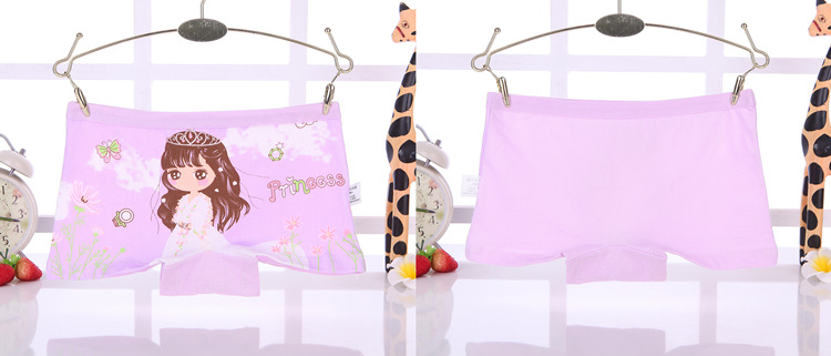 4 Pcs/pack Children Cotton Underwear Baby Girl Cartoon Printed Boxer Briefs Panties 1-11 Yrs