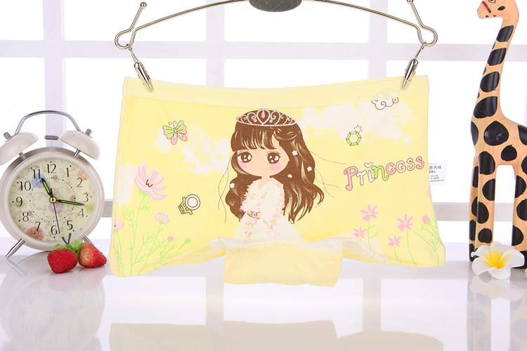 4 Pcs/pack Children Cotton Underwear Baby Girl Cartoon Printed Boxer Briefs Panties 1-11 Yrs