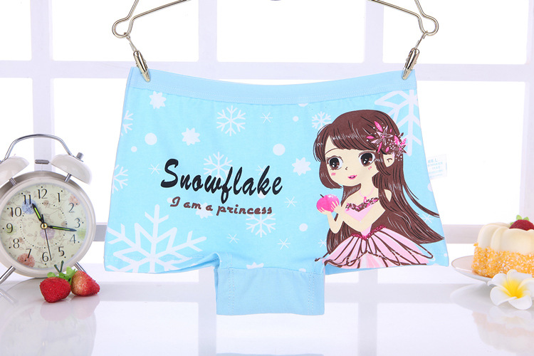 4 Pcs/pack Children Cotton Underwear Baby Girl Cartoon Printed Boxer Briefs Panties 1-11 Yrs