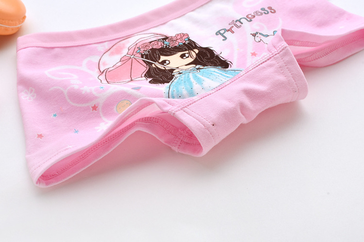 4 Pcs/pack Children Cotton Underwear Baby Girl Cartoon Printed Boxer Briefs Panties 1-11 Yrs