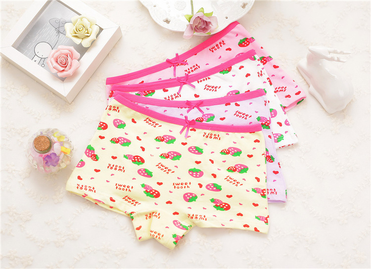 4Pcs/lot Girls Underwear Cotton Panties For Kids Short Briefs Cartoon Children Underpants 1-9 Yrs
