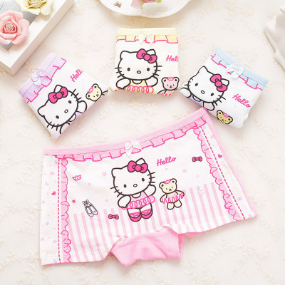 4Pcs/lot Girls Underwear Cotton Panties For Kids Short Briefs Cartoon Children Underpants 1-9 Yrs