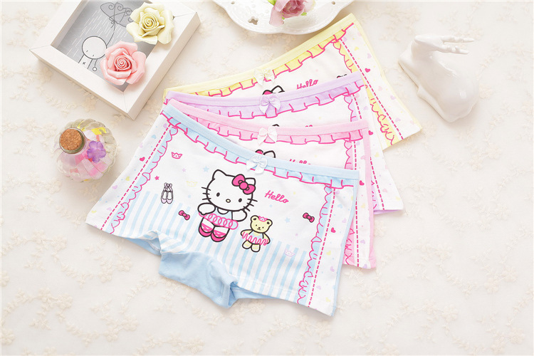 4Pcs/lot Girls Underwear Cotton Panties For Kids Short Briefs Cartoon Children Underpants 1-9 Yrs