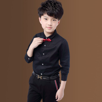 Boy Cotton Long-sleeved Shirt Children Clothing White Solid Color Baby Shirt Fashion Tops 2-14 Yrs