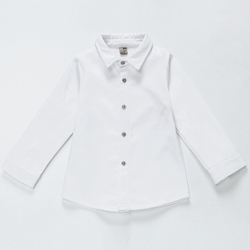 Boy Cotton Long-sleeved Shirt Children Clothing White Solid Color Baby Shirt Fashion Tops 2-14 Yrs