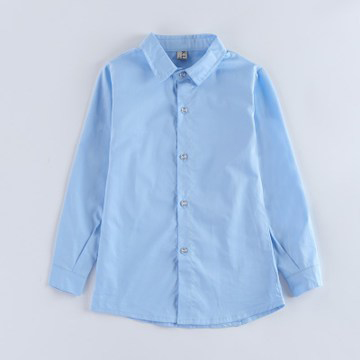 Boy Cotton Long-sleeved Shirt Children Wear Casual Tops Solid Color Teenage Boys Blouses 2-14 Yrs