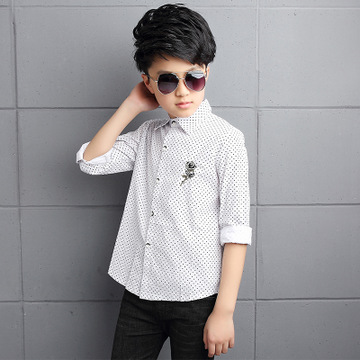 Boys Shirt Long Sleeve Print Children Clothes Polka Dot  Shirts Teenage Cotton Casual Tops 2-14 Yrs