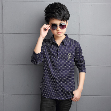 Boys Shirt Long Sleeve Print Children Clothes Polka Dot  Shirts Teenage Cotton Casual Tops 2-14 Yrs