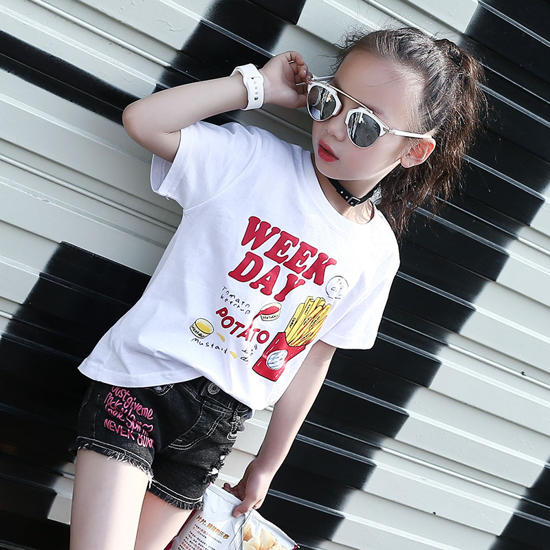 Girls T-Shirts Short Sleeve Cartoon Tees For Girls Clothing Casual Tops 2-12 Yrs Print Kids Clothes