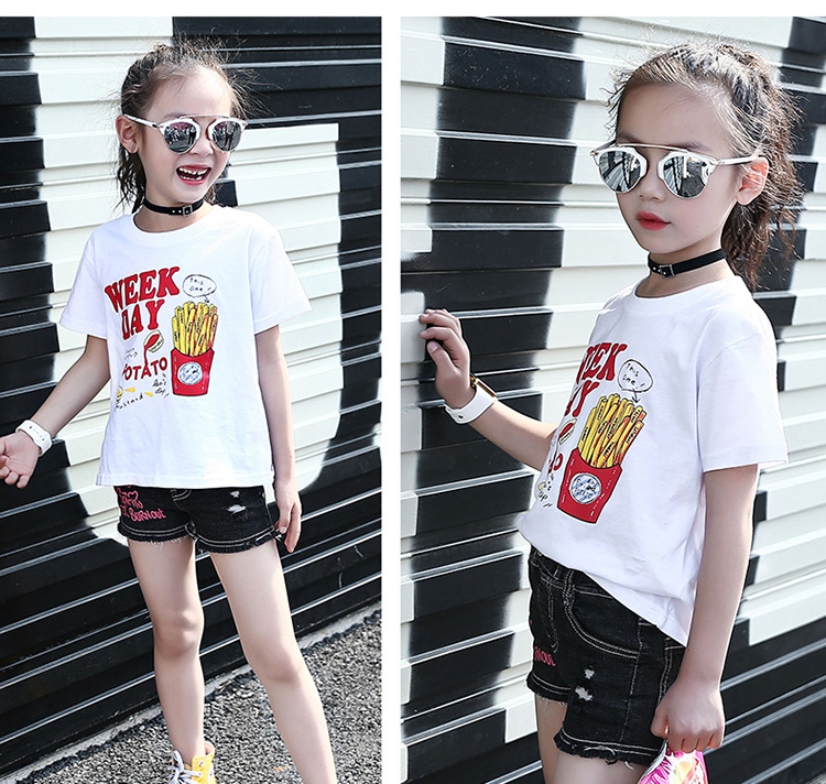 Girls T-Shirts Short Sleeve Cartoon Tees For Girls Clothing Casual Tops 2-12 Yrs Print Kids Clothes