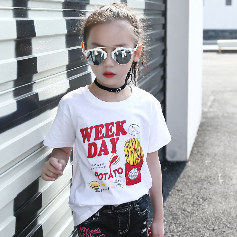 Girls T-Shirts Short Sleeve Cartoon Tees For Girls Clothing Casual Tops 2-12 Yrs Print Kids Clothes