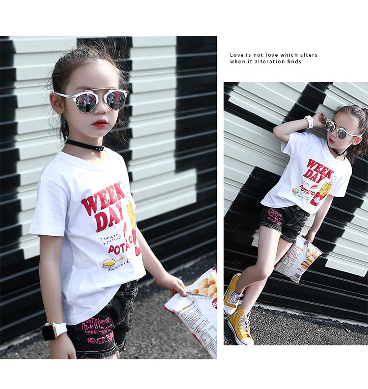 Girls T-Shirts Short Sleeve Cartoon Tees For Girls Clothing Casual Tops 2-12 Yrs Print Kids Clothes