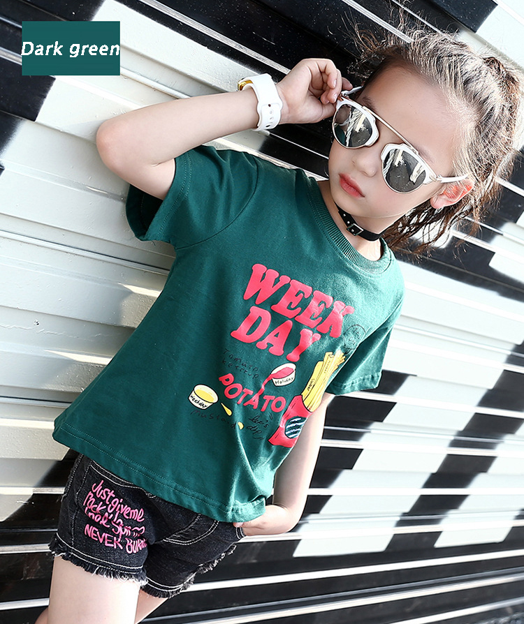 Girls T-Shirts Short Sleeve Cartoon Tees For Girls Clothing Casual Tops 2-12 Yrs Print Kids Clothes