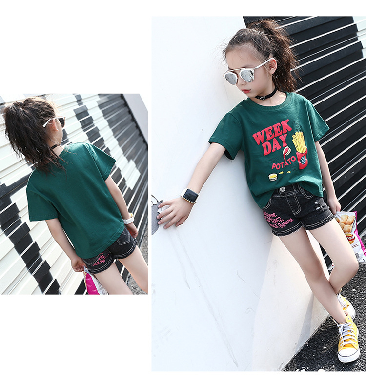 Girls T-Shirts Short Sleeve Cartoon Tees For Girls Clothing Casual Tops 2-12 Yrs Print Kids Clothes