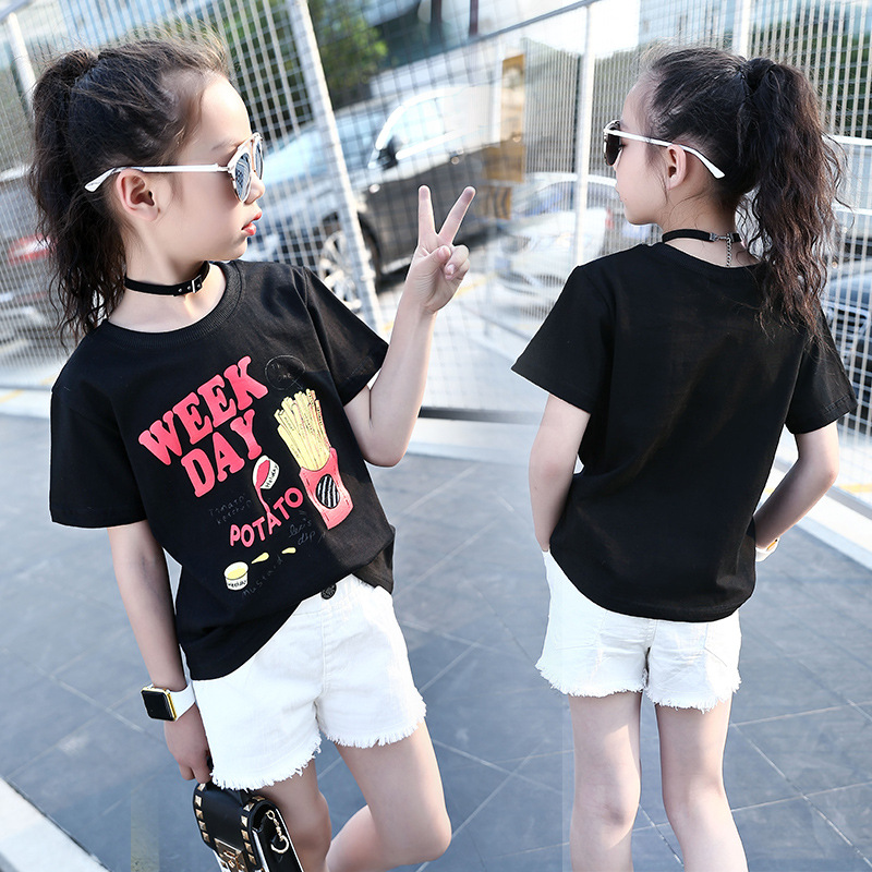 Girls T-Shirts Short Sleeve Cartoon Tees For Girls Clothing Casual Tops 2-12 Yrs Print Kids Clothes