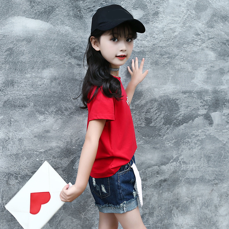 Children T-Shirts For Girls Clothing Short Sleeve Letters Kids Tops Summer Girls Tees 4-12 Yrs