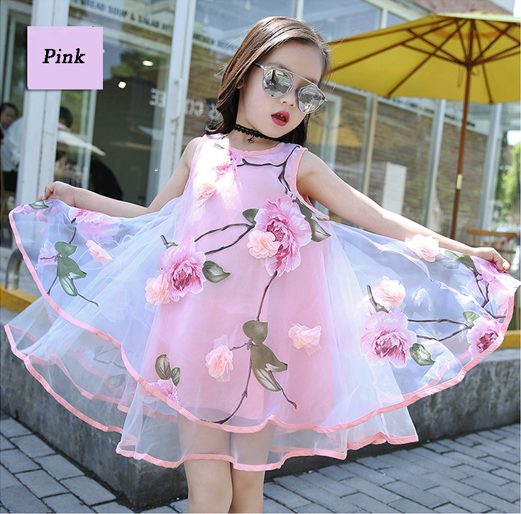 Sundress for Girls Lace Dress Kids Sleeveless Dress Voile Children Clothing 4-12Years Princess Dress