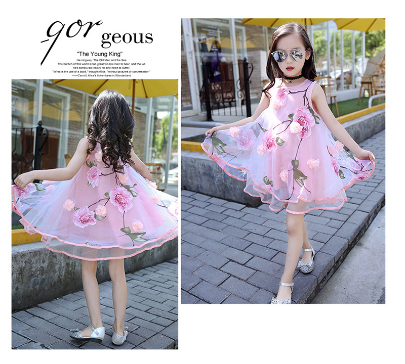 Sundress for Girls Lace Dress Kids Sleeveless Dress Voile Children Clothing 4-12Years Princess Dress