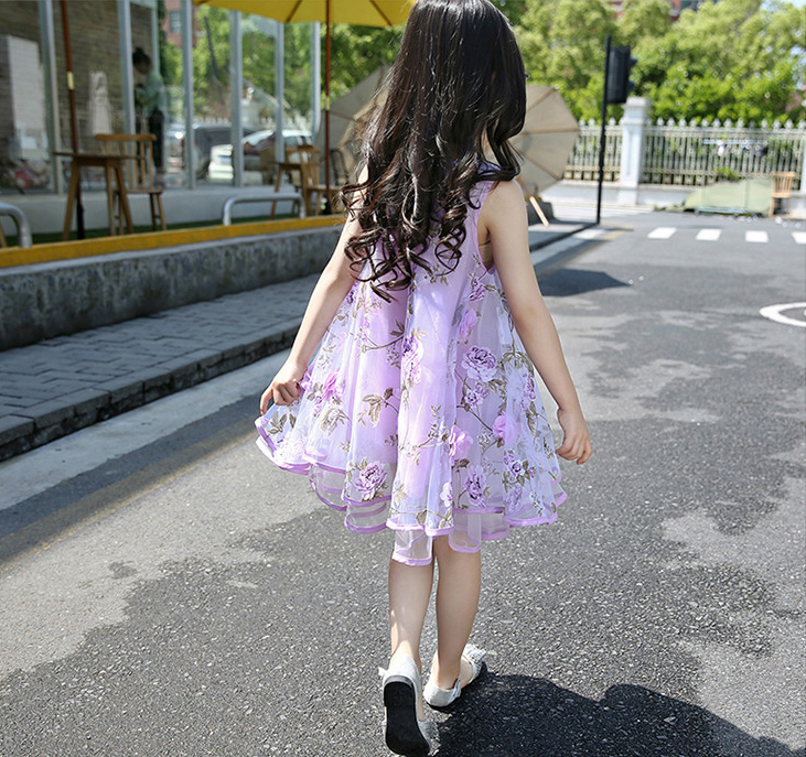 Sundress for Girls Lace Dress Kids Sleeveless Dress Voile Children Clothing 4-12Years Princess Dress