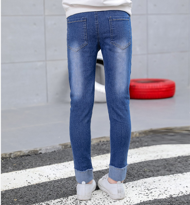 Kids Jeans For Girls Denim Pants Cartoon Skinny Jeans Children Leggings Students Trousers 2-12 Yrs