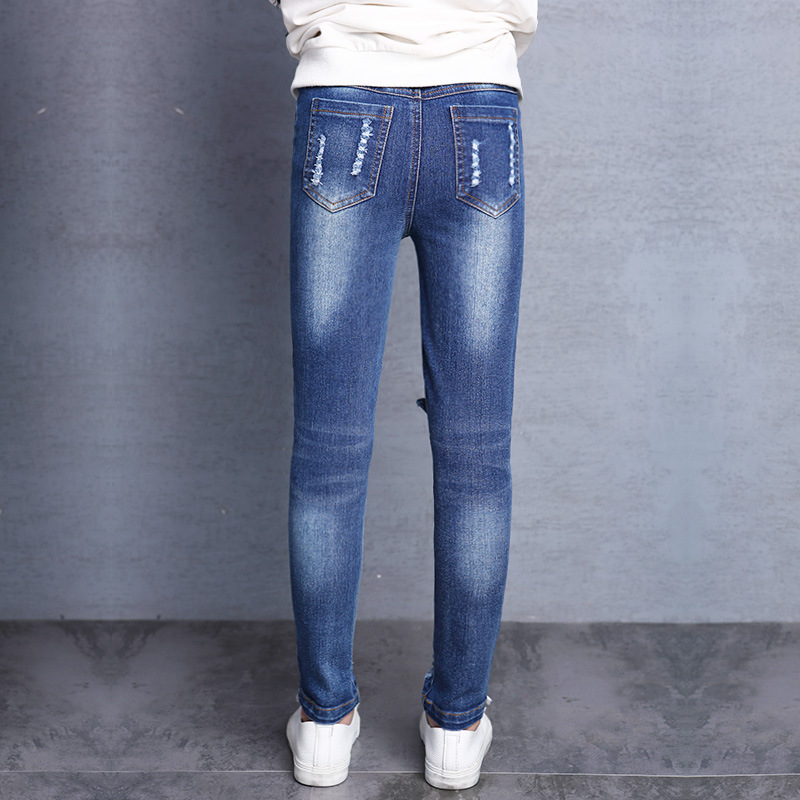 Kids Jeans For Girls Denim Pants Cartoon Skinny Jeans Children Leggings Students Trousers 2-12 Yrs