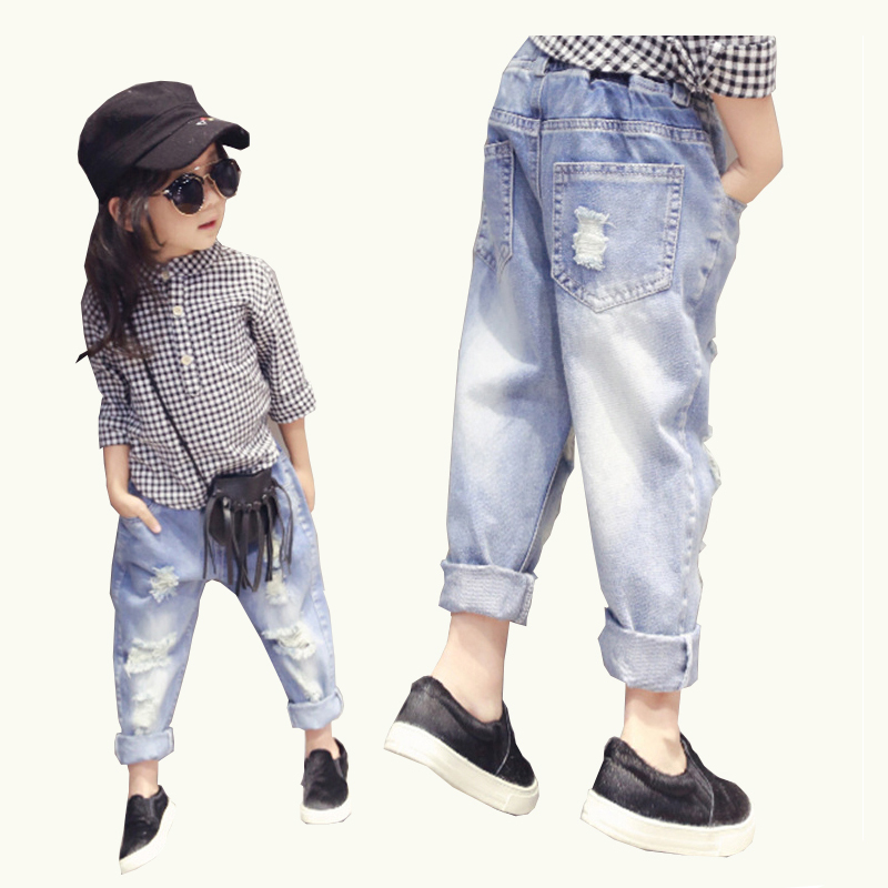 Kids Hole Jeans For Girls Clothes Casual  Denim Pants Girls Trousers Children Clothing 2-10 Yrs