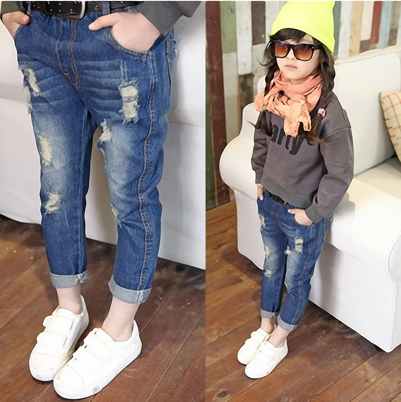 Kids Hole Jeans For Girls Clothes Casual  Denim Pants Girls Trousers Children Clothing 2-10 Yrs