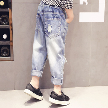 Kids Hole Jeans For Girls Clothes Casual  Denim Pants Girls Trousers Children Clothing 2-10 Yrs