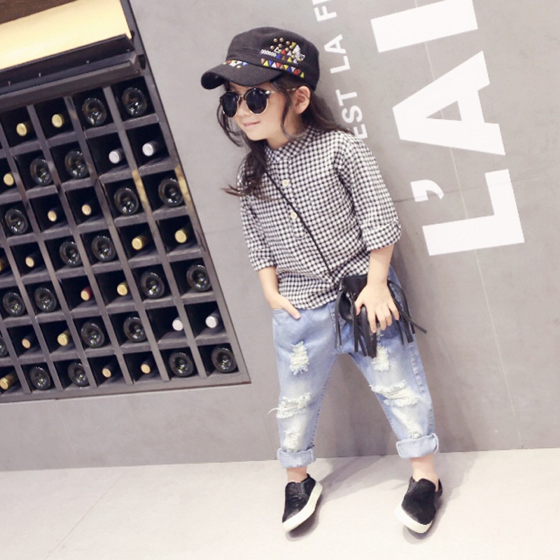 Kids Hole Jeans For Girls Clothes Casual  Denim Pants Girls Trousers Children Clothing 2-10 Yrs