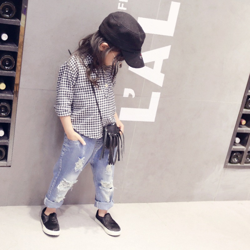 Kids Hole Jeans For Girls Clothes Casual  Denim Pants Girls Trousers Children Clothing 2-10 Yrs
