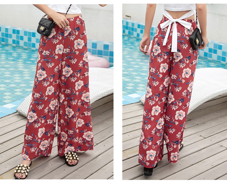 Parent-child Fashion Mom And Kids Wide Leg Pants Summer Chiffon High Waist Casual Pants