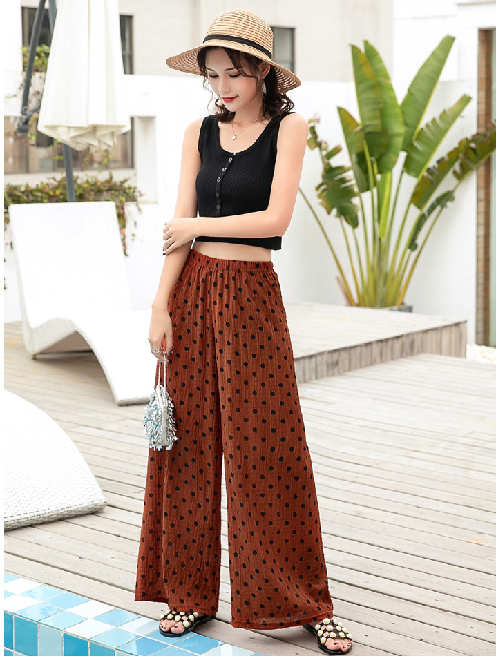 Parent-child Fashion Mom And Kids Wide Leg Pants Summer Chiffon High Waist Casual Pants