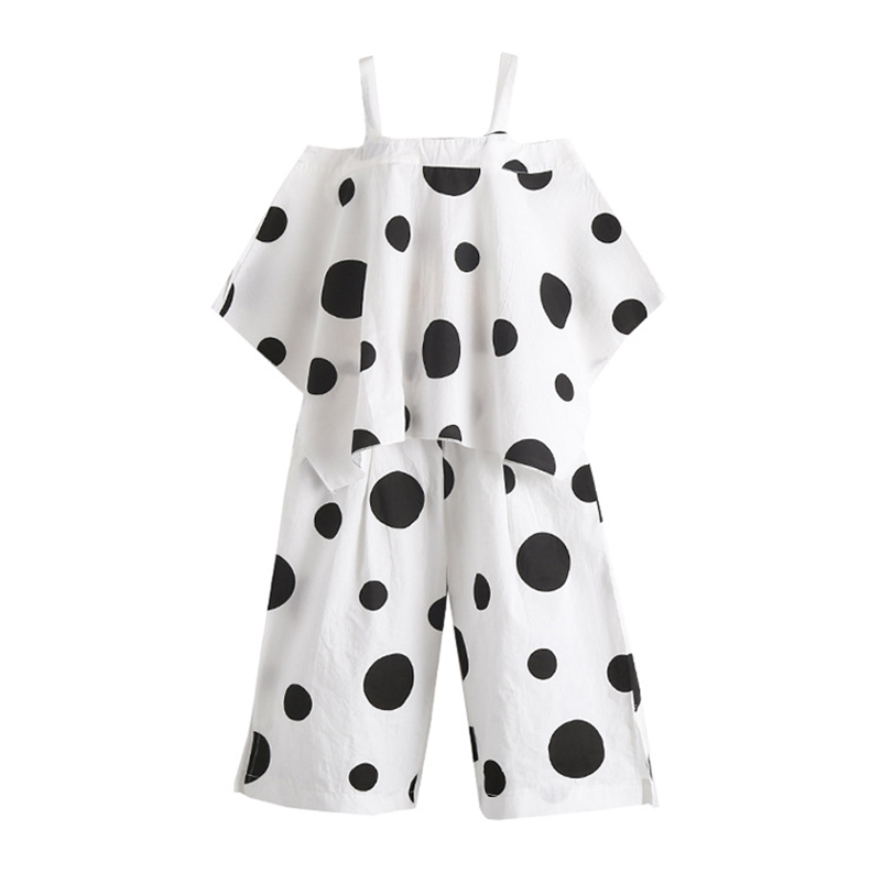 Girls Clothes Sets Dot Pants+Sleeveless  T-shirts 2PC Outfits For Girls Summer Clothes 4-13 Yrs