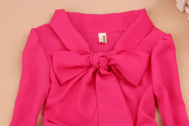 Spring And Autumn Girls Blouse Children Clothing Girl Shirt Long Sleeve Bow Chiffon Blouses 2-15T