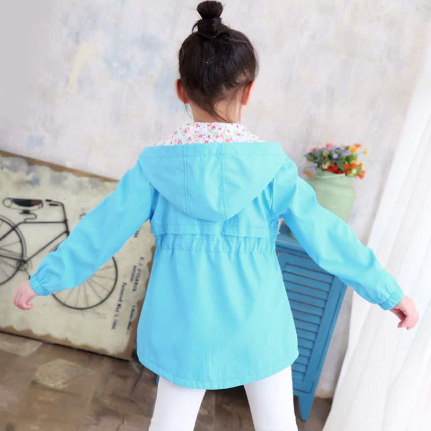 Girls Trench Coat Cute Flower Hooded Outwear for Kids Clothes Casual Jackets 2-12 Years Vestidos