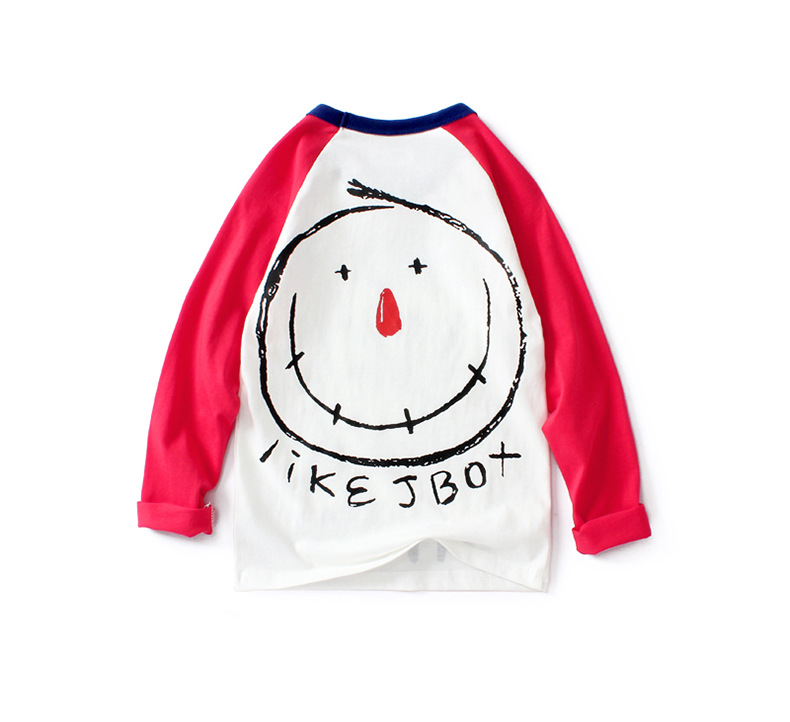 Kids Tees For Girls Cartoon Long Sleeve Boys T-shirt Cotton Tops Smiley Face Tees Children Clothes